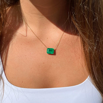 8.67 Carat Vivid Green Colombian Emerald Solitaire 18K Gold Pendant Necklace – Assay Jewelers