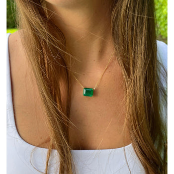 8.67 Carat Vivid Green Colombian Emerald Solitaire 18K Gold Pendant Necklace – Assay Jewelers
