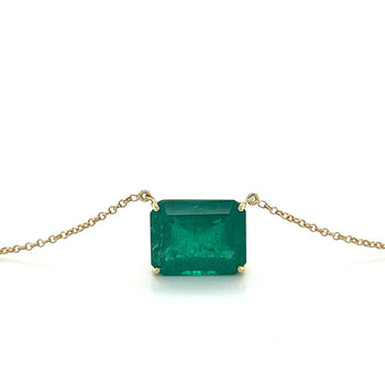 8.67 Carat Vivid Green Colombian Emerald Solitaire 18K Gold Pendant Necklace – Assay Jewelers