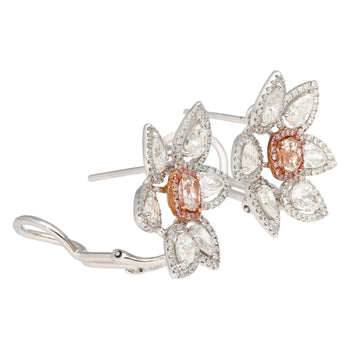 Boucles d’oreilles puces florales en diamant naturel rose de 8,7 carats et diamants – Assay Jewelers