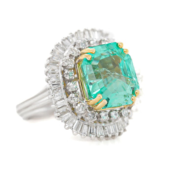 9.17 Carat Octagon Chivor Emerald & Diamond Palladium Ballerina Ring – Assay Jewelers