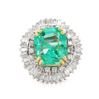 9.17 Carat Octagon Chivor Emerald & Diamond Palladium Ballerina Ring – Assay Jewelers