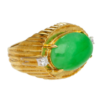 Bague en jade jadéite Fei Cui de type A de 9,40 carats et diamants, en or texturé 18K – Assay Jewelers