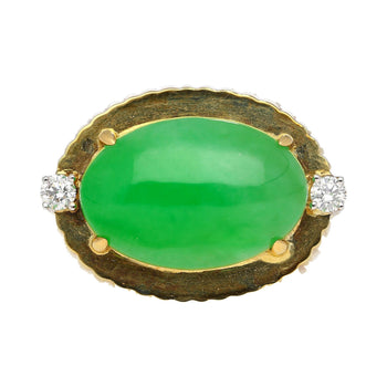 Bague en or 18K texturé sertie de diamants, en jadeite Fei Cui de type A et jade de 9,40 carats – Assay Jewelers