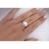 9.5mm South Sea White Pearl and Baguette Diamond Ring in Platinum