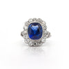 AGL Cert. 5 Carat Ceylon Blue Sapphire Art Deco Era Platinum Diamond Ring