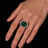 AGL Certified 10 Carat Cabochon Cut Minor Oil Emerald and Diamond Cluster Ring in 18K White Gold