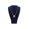 AGL Certified 10.26 Carat Cushion Cut Pink Sapphire, Ruby, & Diamond Necklace