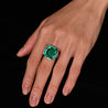 AGL Certified 17 Carat Octagonal Cut Minor Oil Colombian Emerald Ring