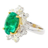 AGL Certified 6.79 Carat Minor Oil Colombian Emerald and Diamond 18K Gold Ring