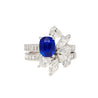 AGL Certified 8 Carat No Heat Kashmir Sapphire, Burma Ruby, & Diamond Stack Ring