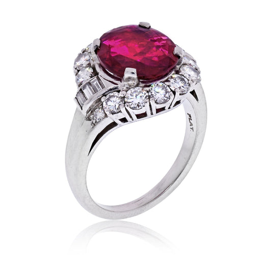 Antique 2.52 Carat No Heat Ruby & Diamond Ring Platinum | J.E. Caldwell & Co. Signed