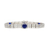 Antique Art Deco Platinum Filigree Blue Sapphire & Diamond Bracelet