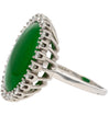 Antique Jadeite Jade & Diamond Halo Platinum 900 Statement Ring