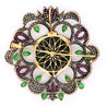 Antique Victorian Carved Jade, Emerald, Ruby, Diamond Gold Pendant or Brooch