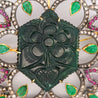 Antique Victorian Carved Jade, Emerald, Ruby, Diamond Gold Pendant or Brooch