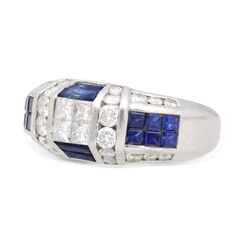 Art Deco 2 Carat Princess & Round Diamond Channel Sapphire Platinum Ring – Assay Jewelers