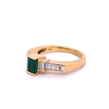 Art Deco Design Colombian Emerald Engagement Ring in 18k Gold – Assay Jewelers