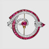 Art Deco No Heat Burma Ruby and Diamond Brooch