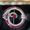 Art Deco No Heat Burma Ruby and Diamond Brooch