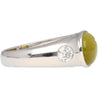 Bezel Set Chrysoberyl Cat's Eye and Diamond Three Stone Ring in 18K White Gold