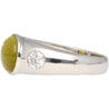 Bezel Set Chrysoberyl Cat's Eye and Diamond Three Stone Ring in 18K White Gold