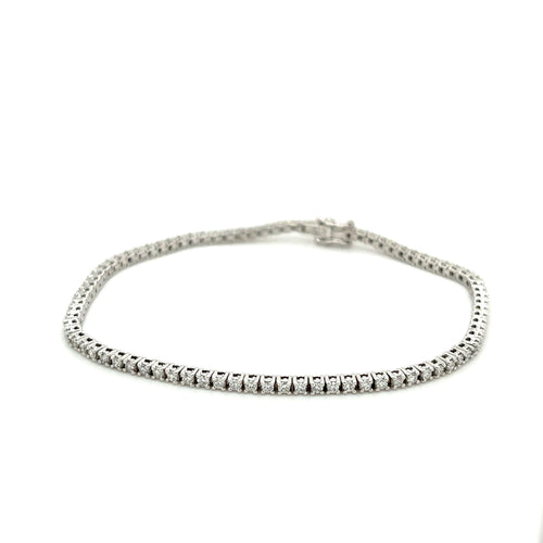 Box Chain Natural Diamond Tennis Bracelet in 18k white gold