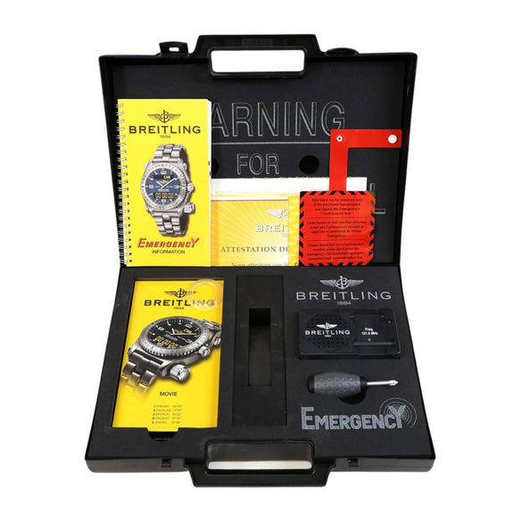 Breitling Emergency E56321 Titanium Black Dial Quartz Transmitter Watch Full Set