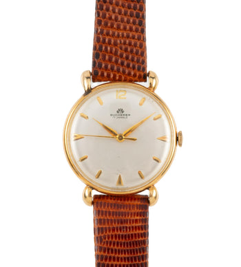 Bucherer 33mm Manual Wind 18K Gold On Leather Watch Ref 50030 – Assay Jewelers