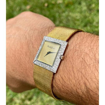 Bueche Girod Mens Square Watch in 18k gold & Diamond Bezel – Assay Jewelers