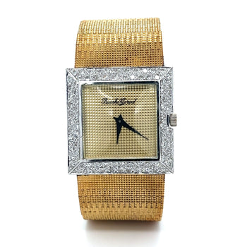 Bueche Girod Mens Square Watch in 18k gold & Diamond Bezel – Assay Jewelers