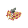 Cabochon Cut Ruby, Sapphire, Jade, and Diamond 18K/Platinum Brooch Pin