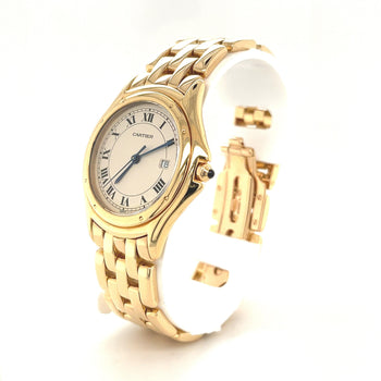 Montre unisexe Cartier Cougar taille moyenne en or jaune 18 carats, 33 mm, réf. 887904 – Assay Jewelers