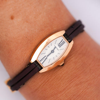 Cartier Mini Tonneau Lanieres 2592 18K Rose Gold Burgundy Strap Quartz Watch – Assay Jewelers