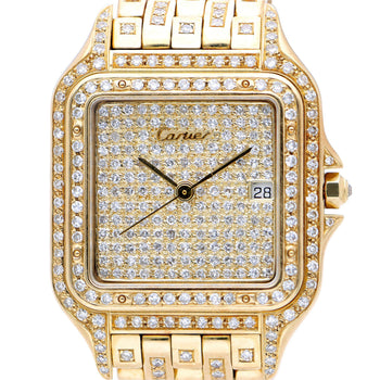 Cartier Panthere Ref 8839 Jumbo 27mm Full Pave Diamond 18K Yellow Gold Watch Set – Assay Jewelers
