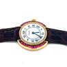 Cartier Paris 18K Gold and Leather 28MM Manual Wind Baguette Ruby and Diamond Watch