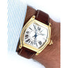 Cartier Roadster Ref. 2524 Men's Tonneau Large Size 18K Gold Watch in Leather with Box and Papers