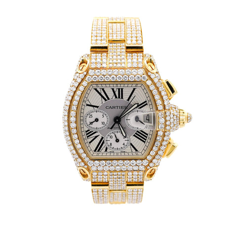 Cartier Roadster XL Chronograph 2619 in 18K Gold Diamond Set Watch
