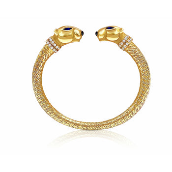 Signée Cartier, bracelet jonc Panthère à double tête en or 18 carats avec boîte et papiers d'origine – Assay Jewelers