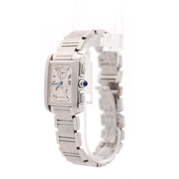Cartier Tank Francaise Chronoflex Ref 2303 Stainless Steel Quartz Chrono Watch