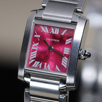 Cartier Tank Francaise Raspberry Rose Dial Christmas Edition Watch Full Set – Assay Jewelers