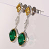 Certified 11.69 Carat Colombian Emerald & Yellow Diamond Drop Earrings