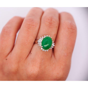 Certified Bague cocktail en jadeite Fei Cui de type A, jade et diamants, 5,16 carats – Assay Jewelers