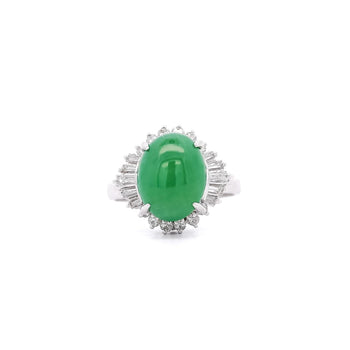 Bague cocktail certifiée en jadéite Fei Cui type A de 5,16 carats, avec jadéite et diamants – Assay Jewelers