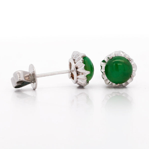 Certified Jadeite Jade A Platinum Stud Earrings