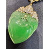 Certified Jadeite Jade Grade A Fei Cui Two Bird Feeding Motif Pendant in 18k