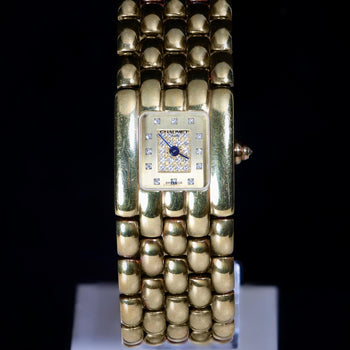 Chaumet Khésis Factory Diamond Dial 18K Yellow Gold Bracelet Watch Circa 2000 – Assay Jewelers