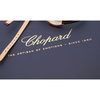 Chopard Happy Sport 4116 18K Gold Five Diamond Quartz On Blue Leather Watch – Assay Jewelers