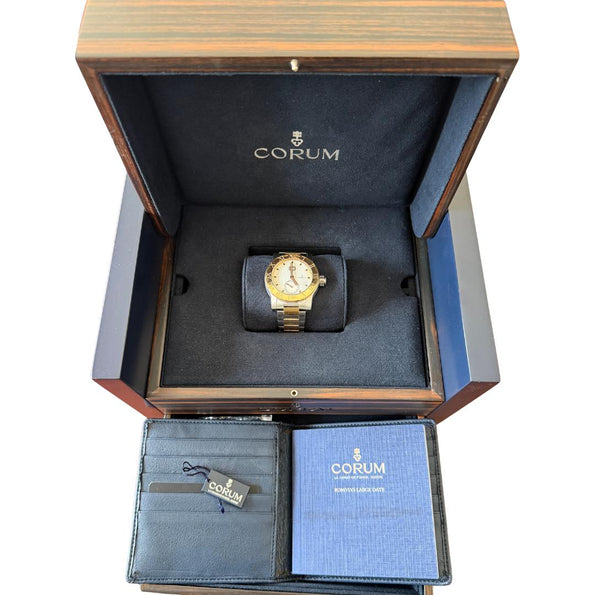 Corum Romulus 18K Rose Gold 2-Tone Champagne White Dial 42mm Watch Full Set