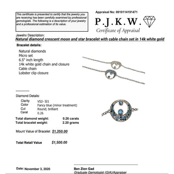 Bracelet croissant de lune et étoile en diamant en or blanc 18k – Assay Jewelers